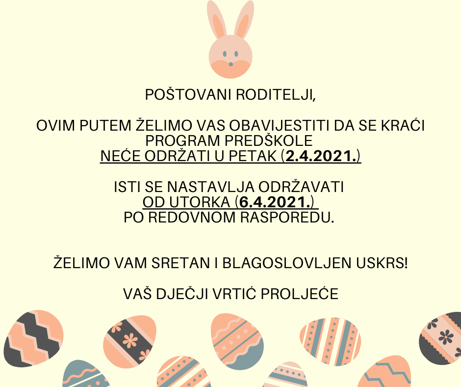 Kraći program predškole Uskrs