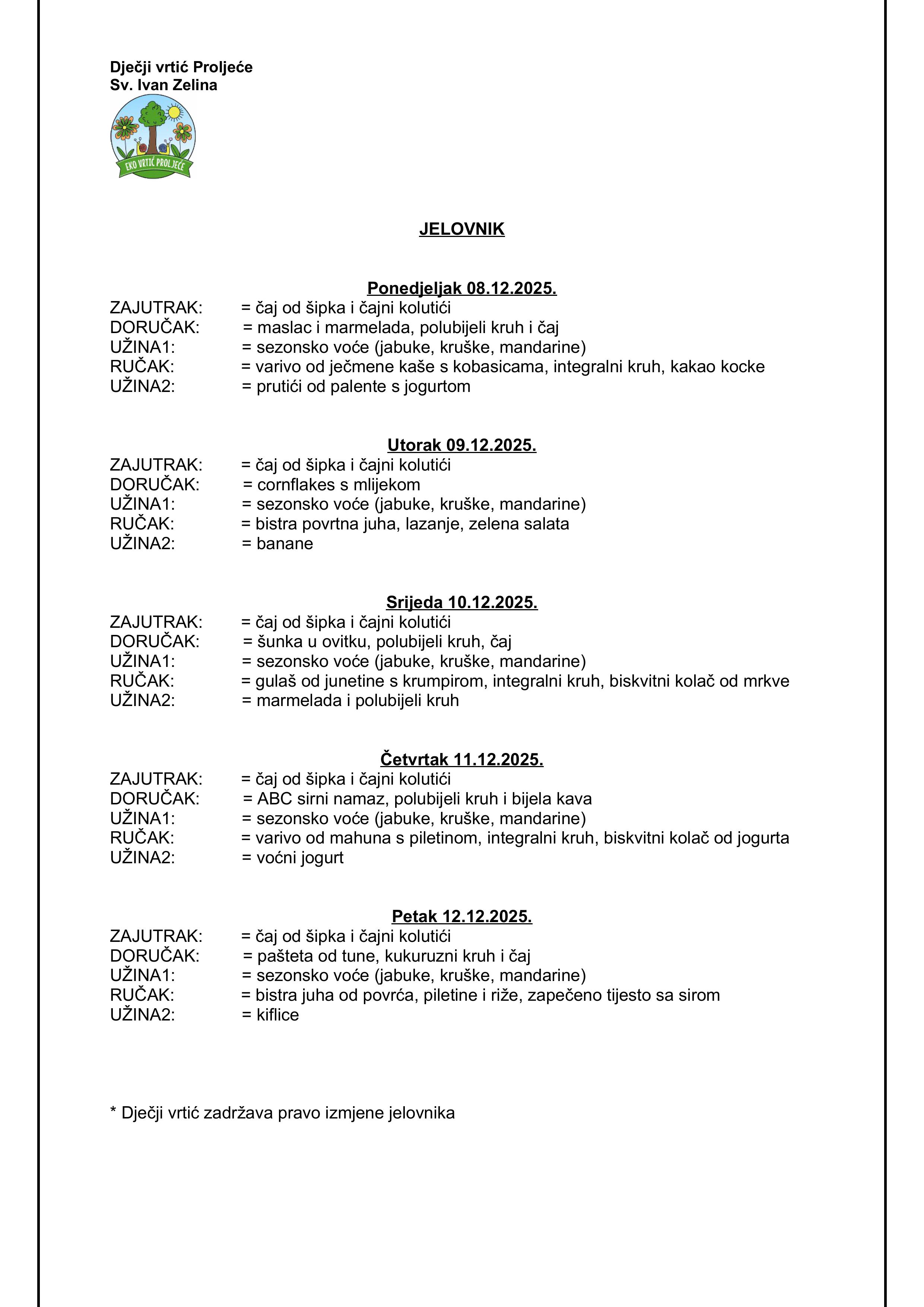 JELOVNIK 08.12. 12.12.2025