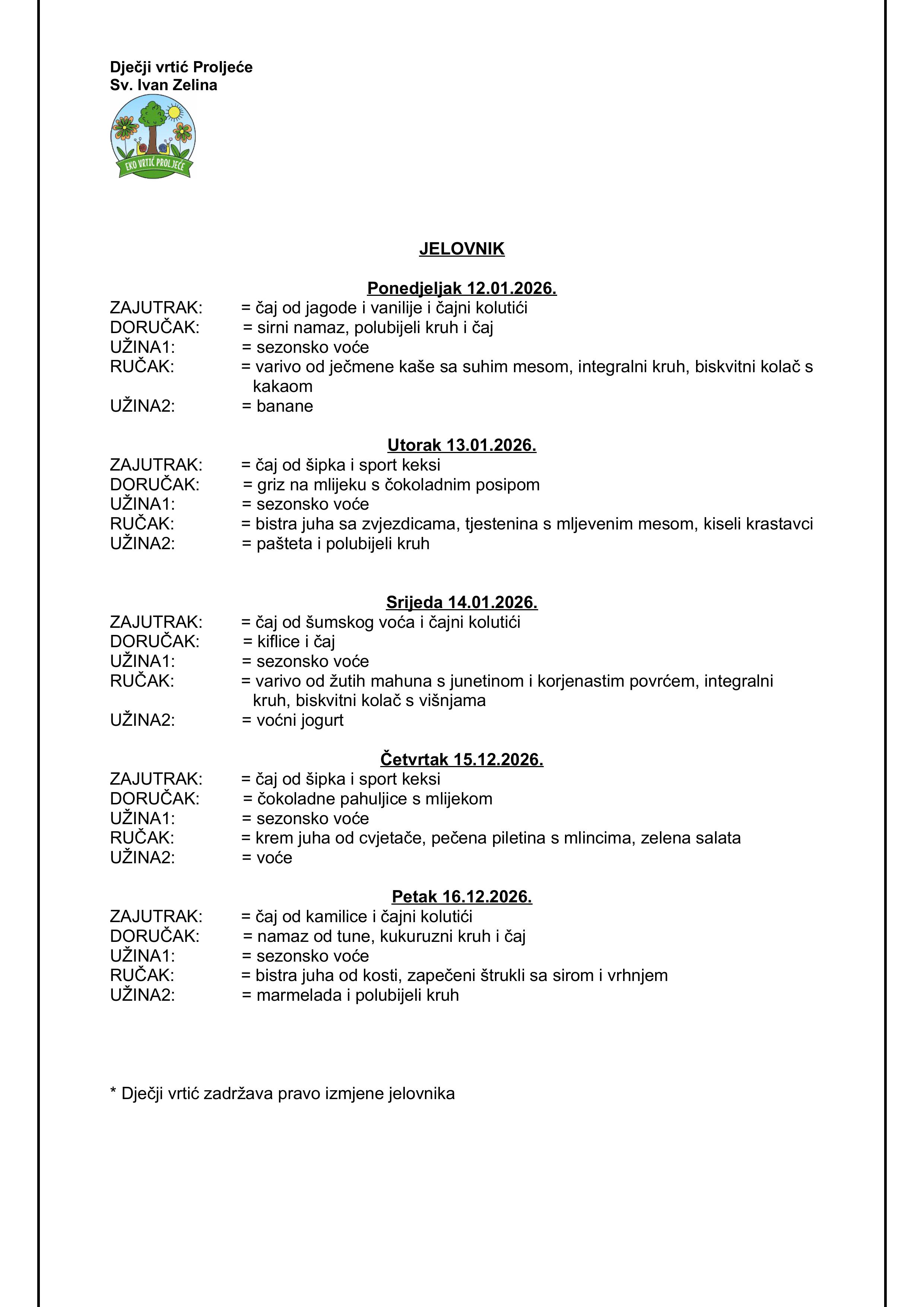 JELOVNIK 12.01. 16.01.2026